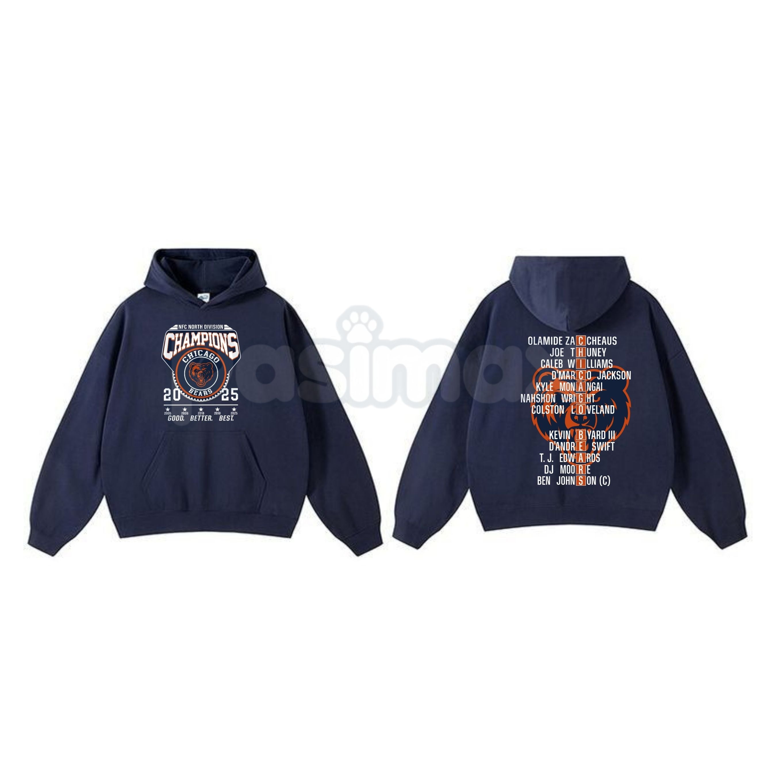 Pasimax Chicago Bears NFC Champions Vintage Hoodie – Monsters of the Midway Tribute, Retro Football Streetwear, Unisex Pullov