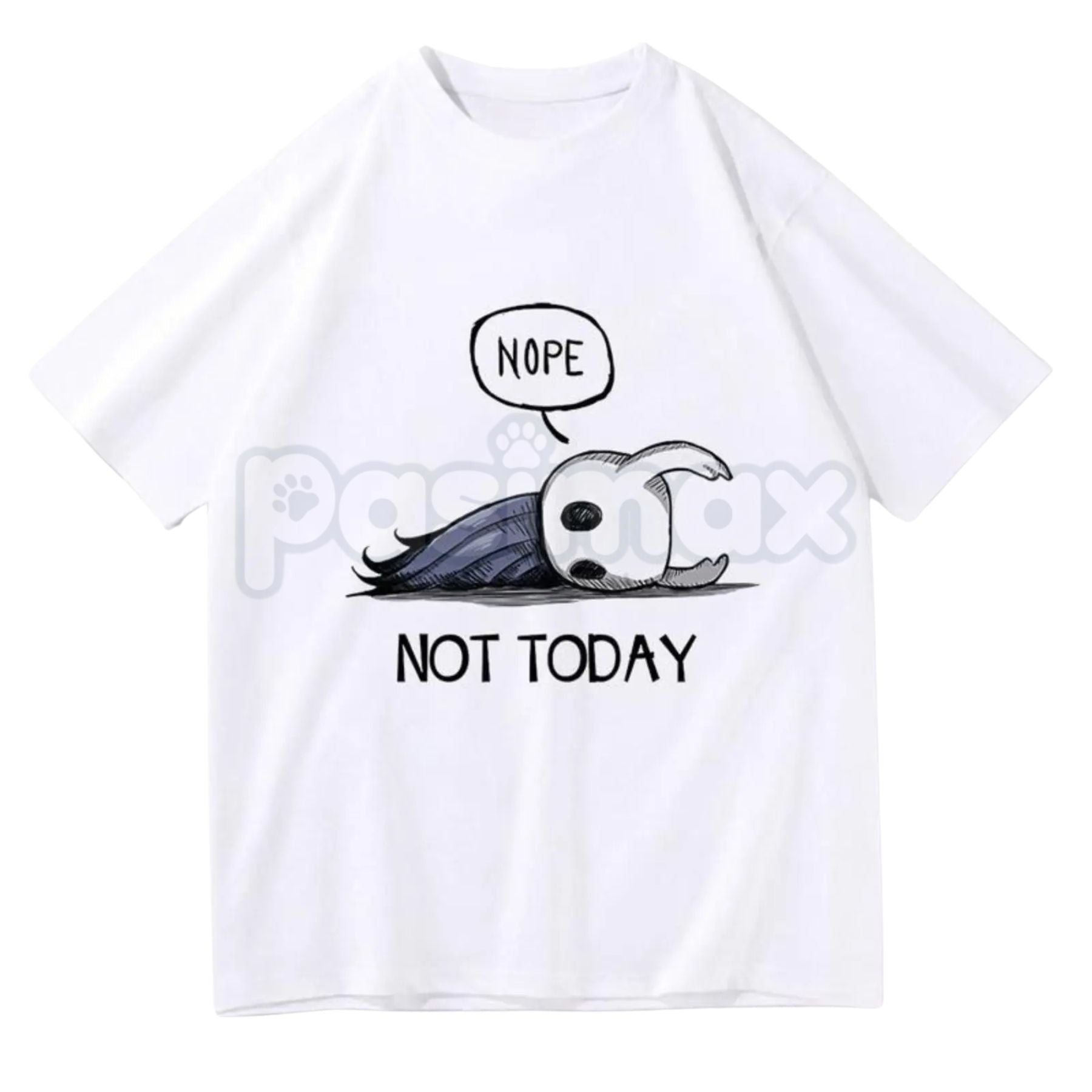 Pasimax Hollow Knight "Nope Not Today" Bench Break T-Shirt - Ghost of Hallownest Sarcastic Graphic Tee, Premium 100% Cotton C