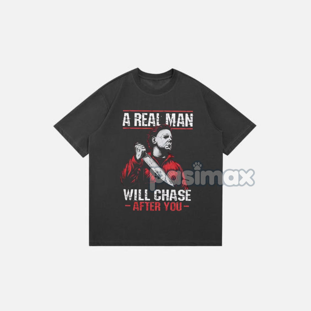 Pasimax Scary Halloween Horror Movie T-Shirt — side view