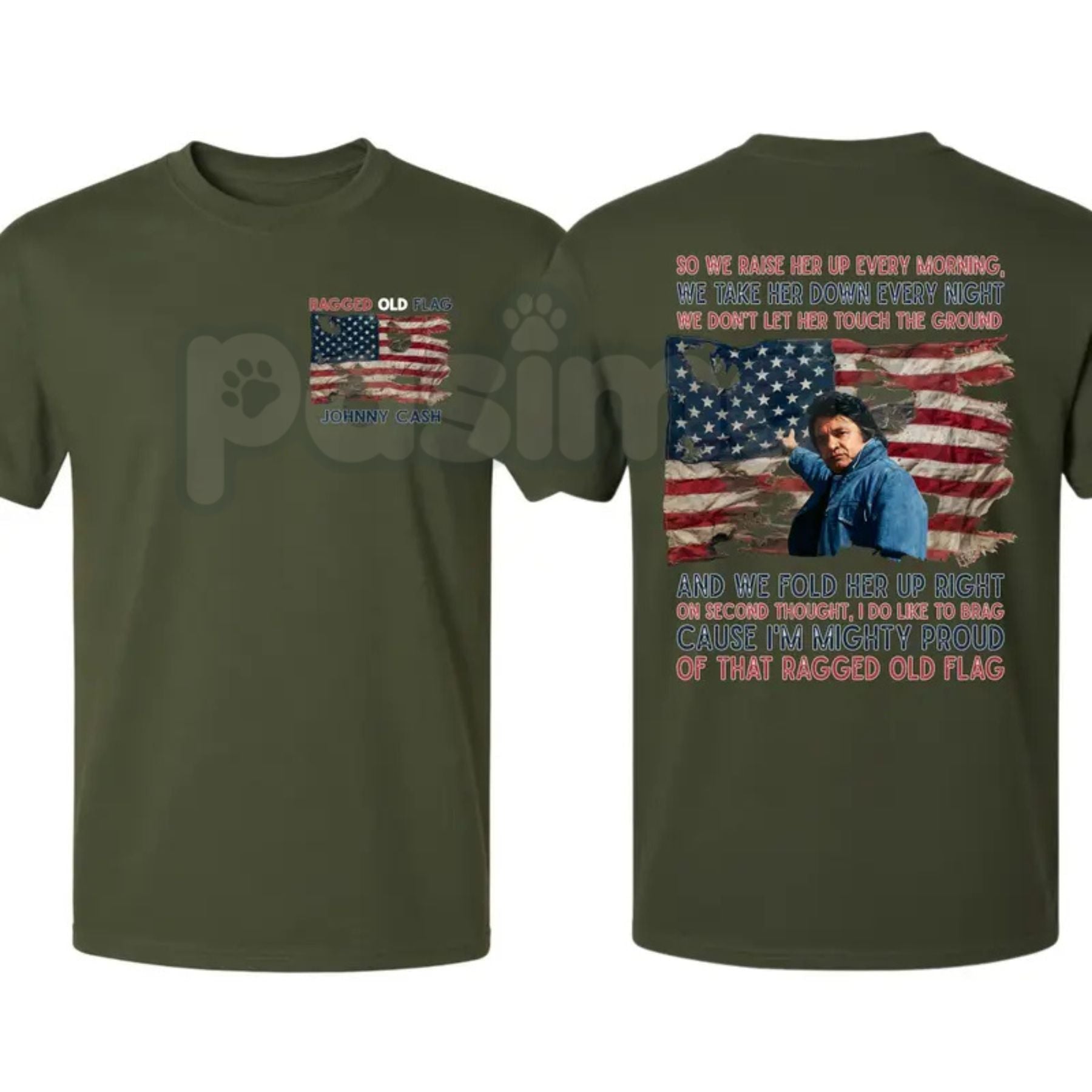 Johnny Cash "Ragged Old Flag" T-Shirt – 4th of July Legend of Country Music Tee, Premium 100% Cotton American Independence Day Top, Soft Lived-In Heavyweight Outlaw Patriot Shirt, Made in USA