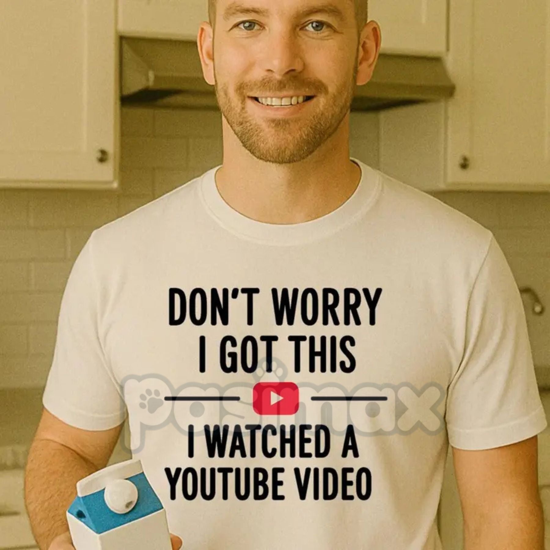 Pasimax "Don't Worry I Got This I Watched a YouTube Video" Funny Dad T-Shirt - Humorous Fatherhood Slogan Tee, DIY Dad Gift, 