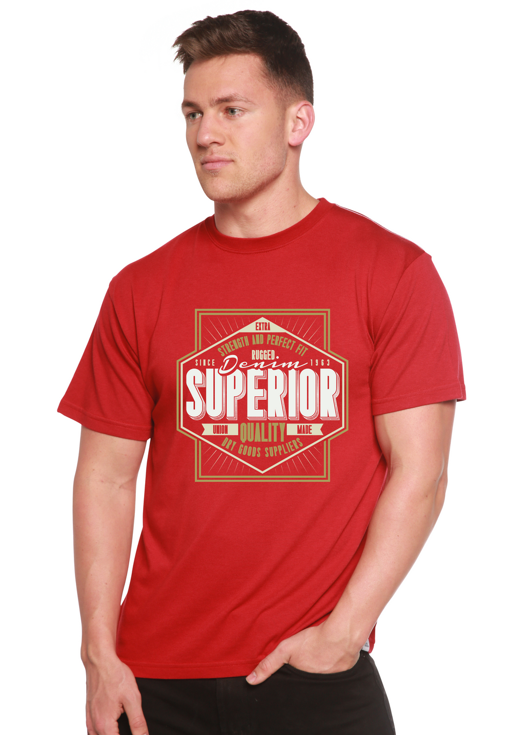 Spun Bamboo Superior Quality Men's Bamboo Viscose/Organic Cotton Short Sleeve Graphic T-Shirt — alternative angle