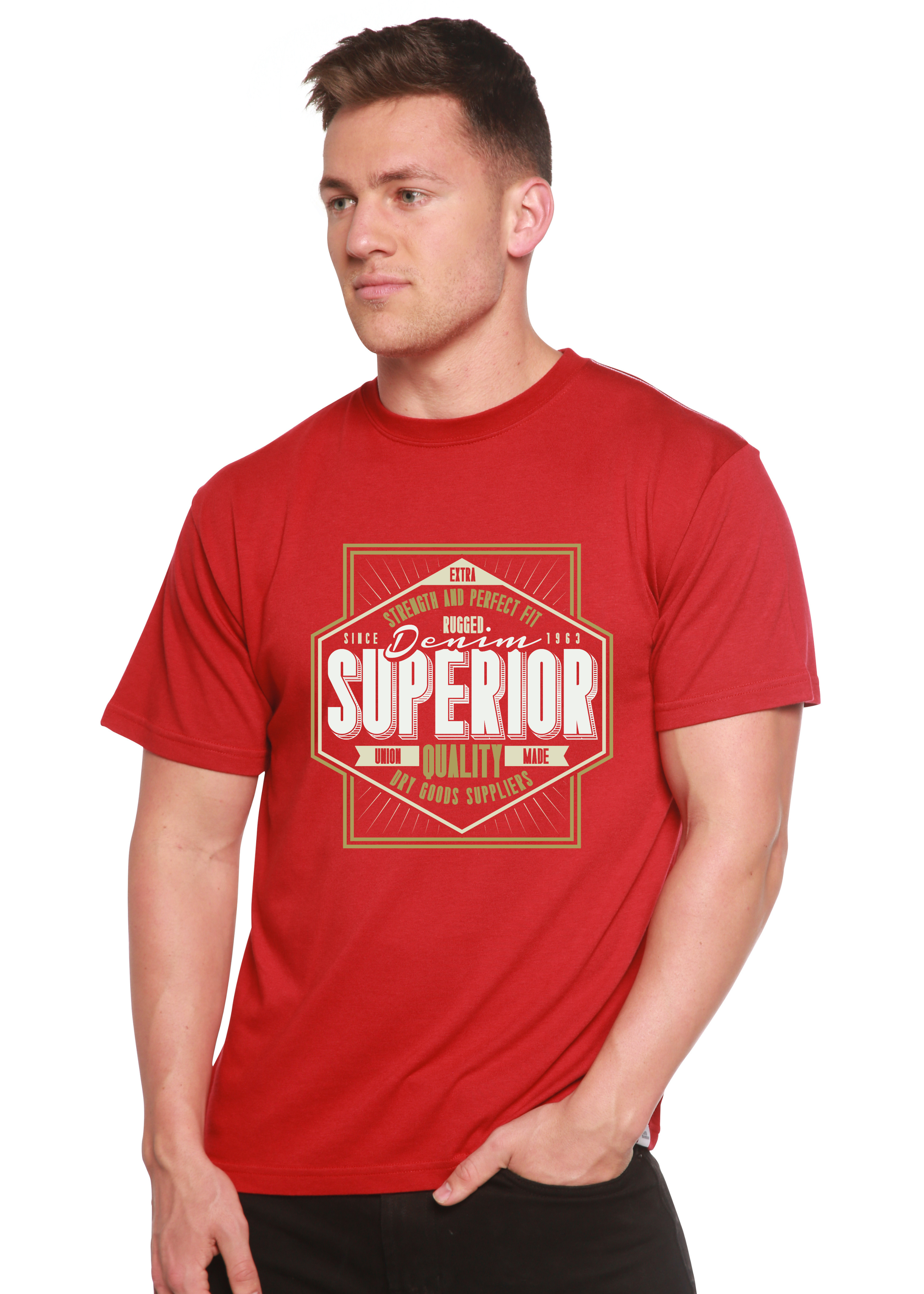 Spun Bamboo Superior Quality Men's Bamboo Viscose/Organic Cotton Short Sleeve Graphic T-Shirt — alternative angle