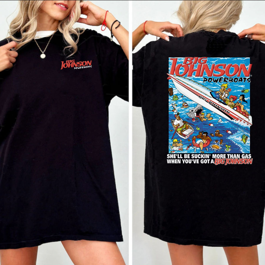 Pasimax Big Johnson Powerboats Graphic T-Shirt — lifestyle context