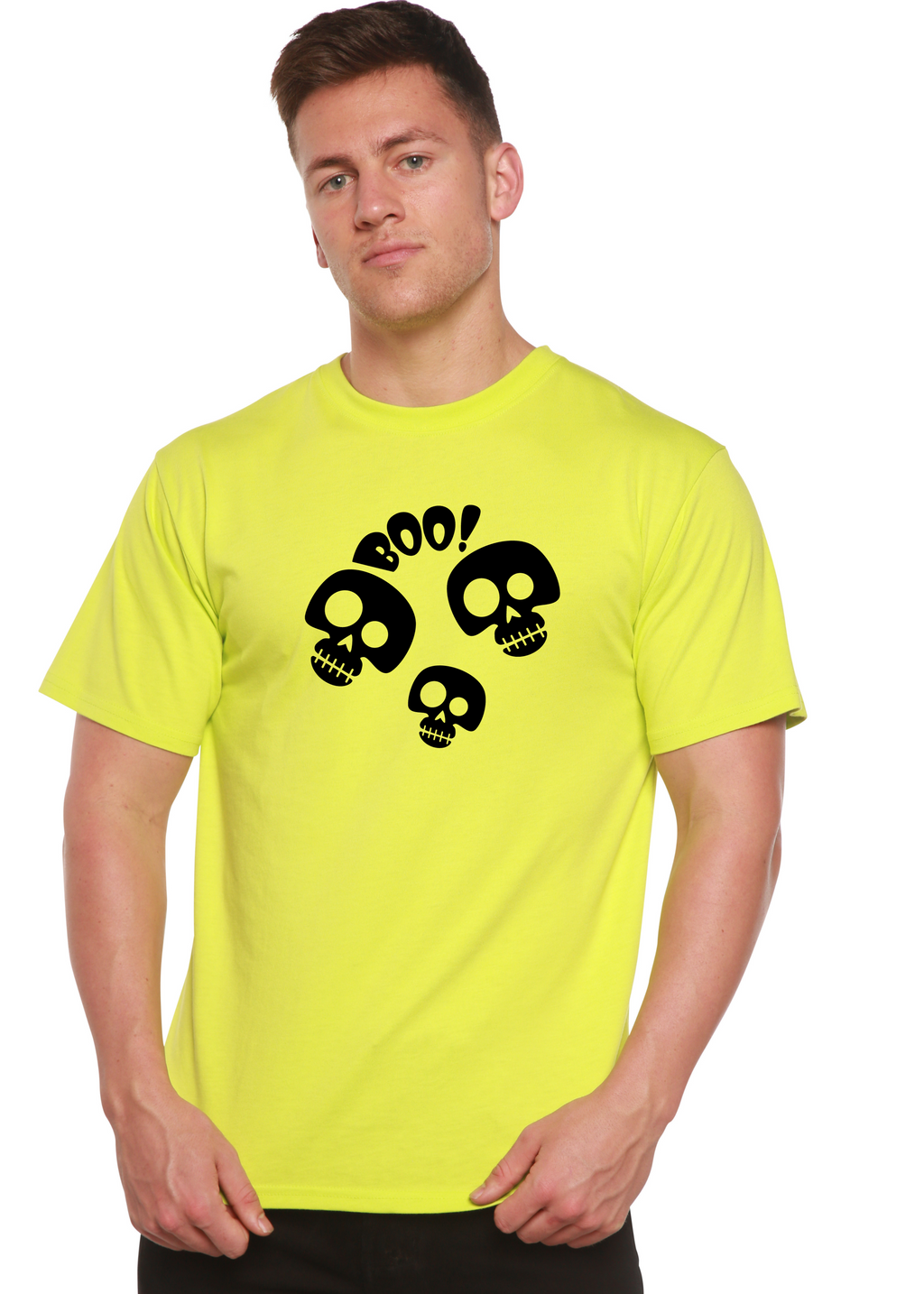 Spun Bamboo Halloween Boo Unisex Bamboo Viscose/Organic Cotton Short Sleeve Graphic T-Shirt — color detail