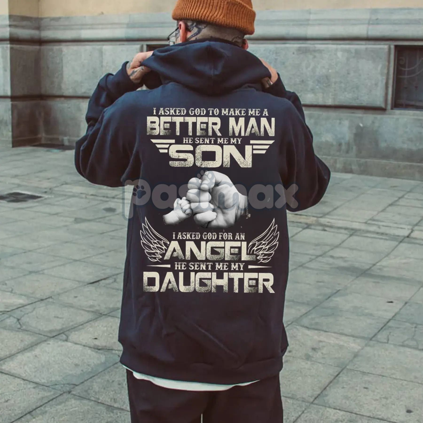 Pasimax Dad Hoodie — detail close-up