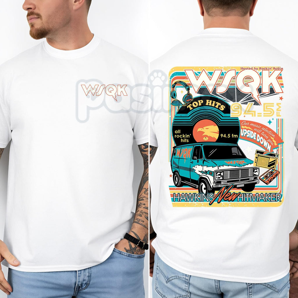 Pasimax WSQK Hawkins Hellfire Club T-Shirt - Vintage 80s Radio Style Graphic Tee, Funny Tabletop Gaming Fantasy Shirt, Eddie 
