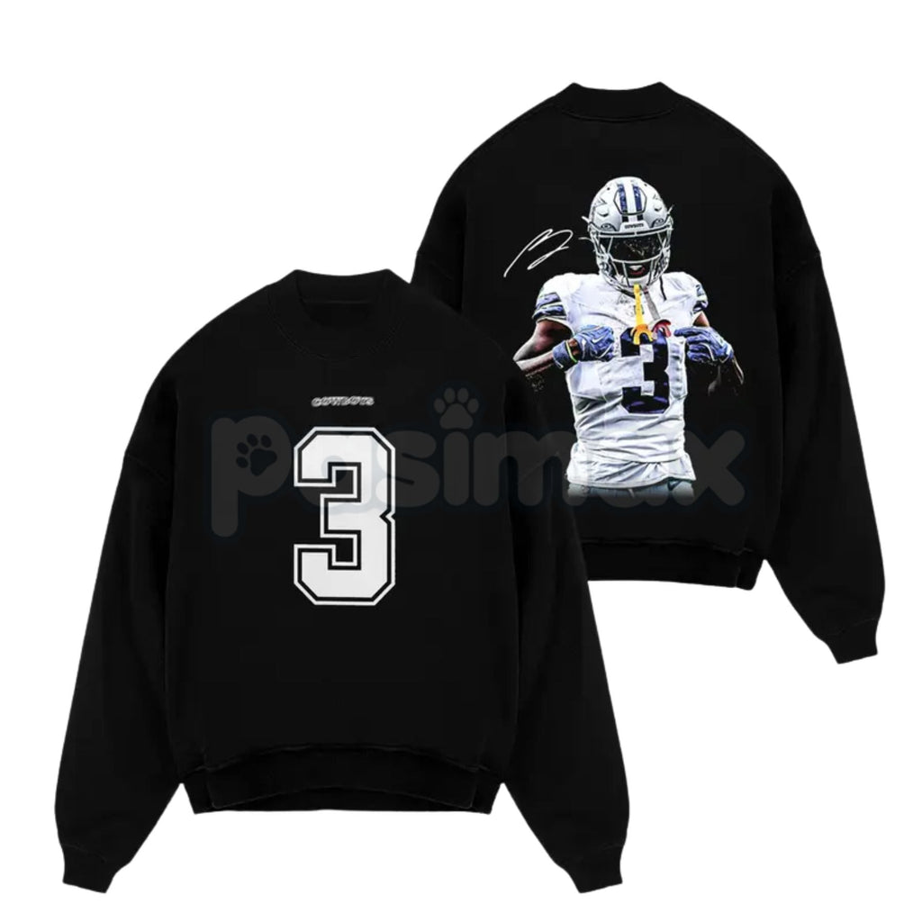 Pasimax George Pickens 3 Celly For Cowboys Game Day Fits – Cotton Hoodie, Sweatshirt & T-Shirt — detail close-up
