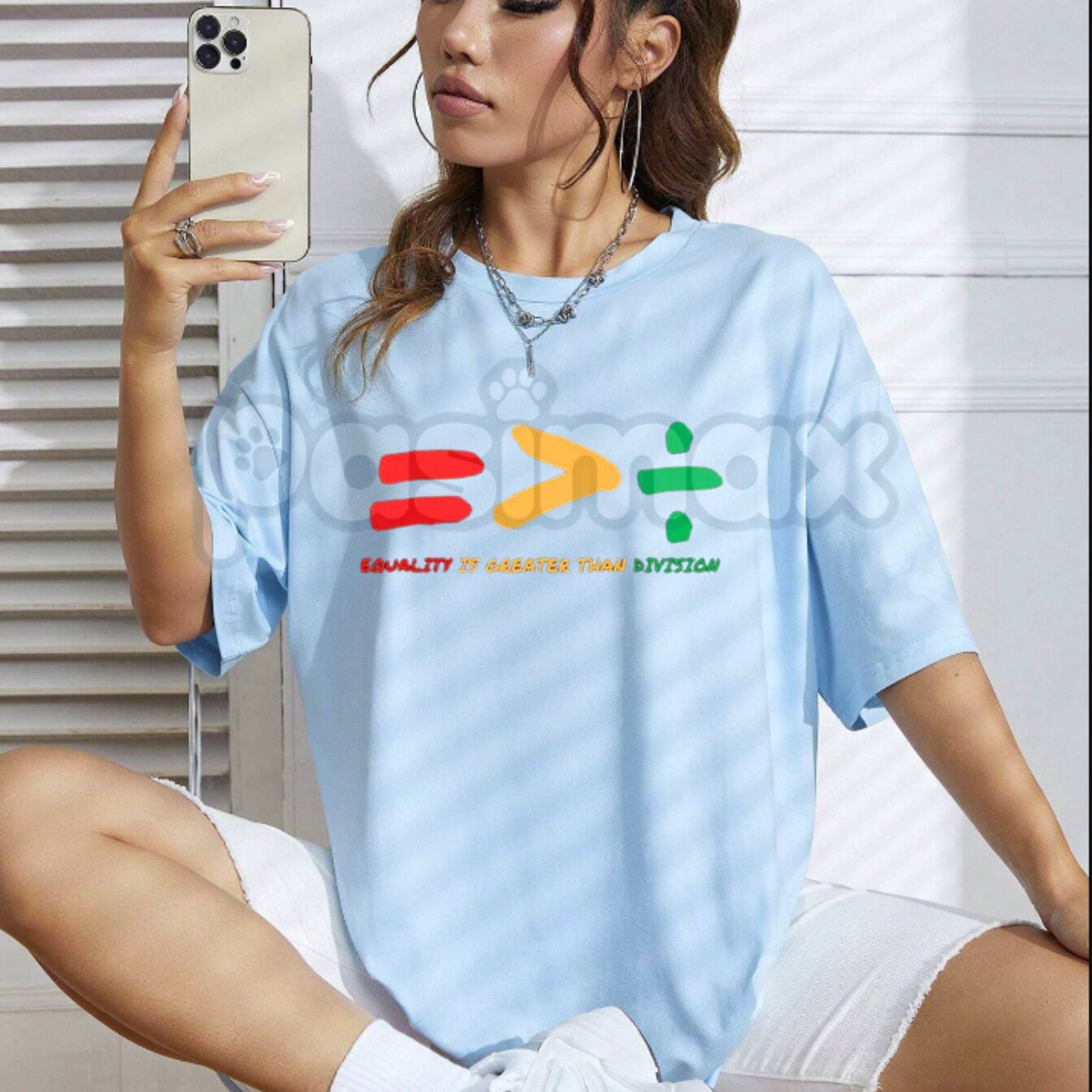 Pasimax "Equality > Division" Graphic T-Shirt - Social Justice Math Symbol Tee, Unisex Human Rights Statement Shirt, Premium 
