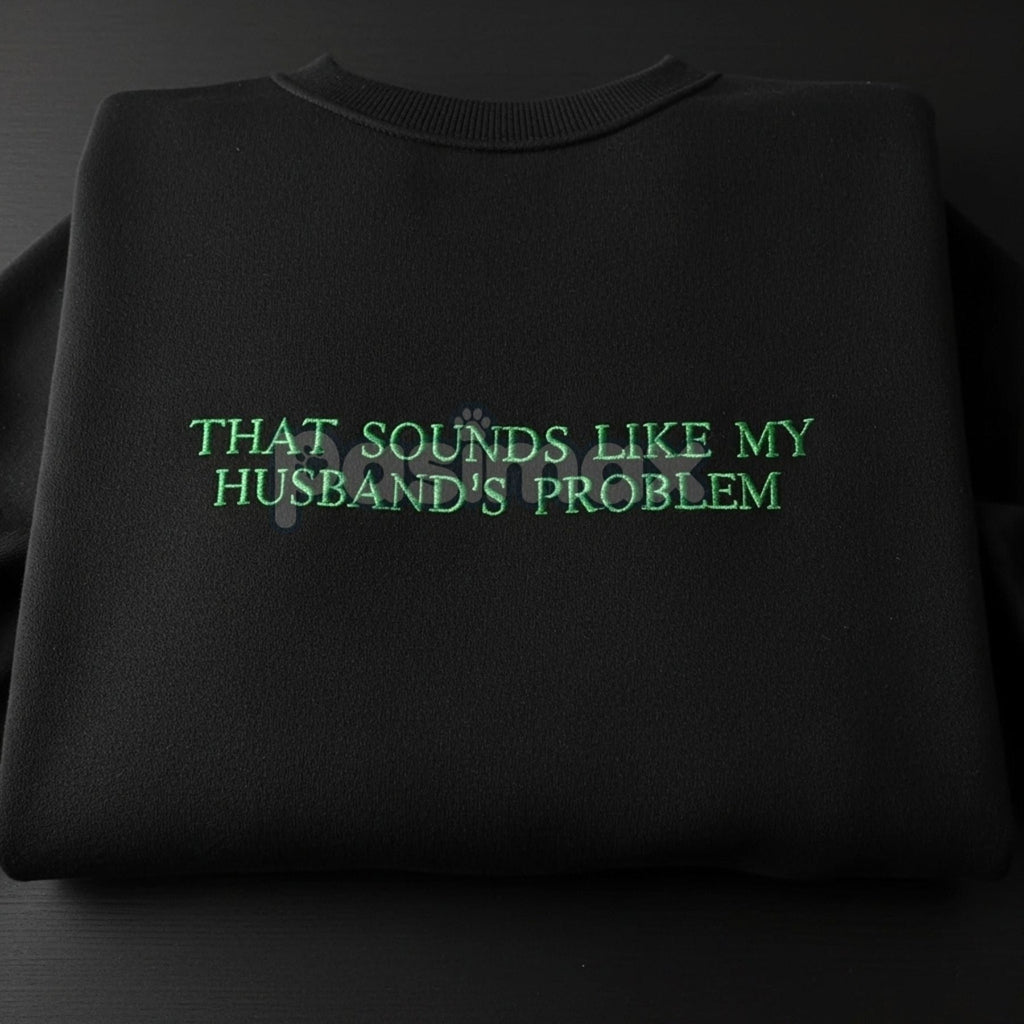 Pasimax "That Sounds Like My Husband's Problem" Embroidered Sweatshirt — lifestyle context