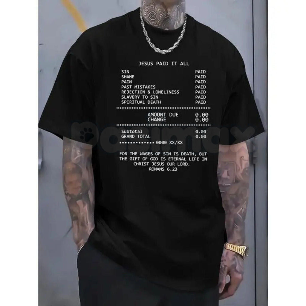 Pasimax Minimalist "JESUS PAID IT ALL" Graphic Tee – Clean Aesthetic Christian Apparel, Premium 100% Cotton Faith-Based Top, 