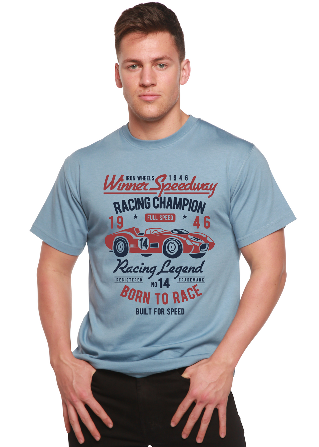 Spun Bamboo Winner Speedway Spun Bamboo® Men's Bamboo Viscose/Organic Cotton Short Sleeve Graphic T-Shirt — detail close-up