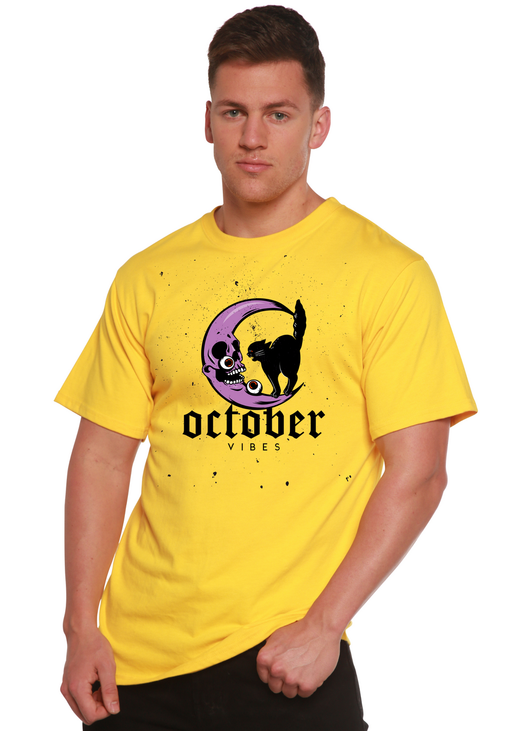 Spun Bamboo October Vibes Men's Bamboo Viscose/Organic Cotton Short Sleeve Graphic T-Shirt — alternative angle