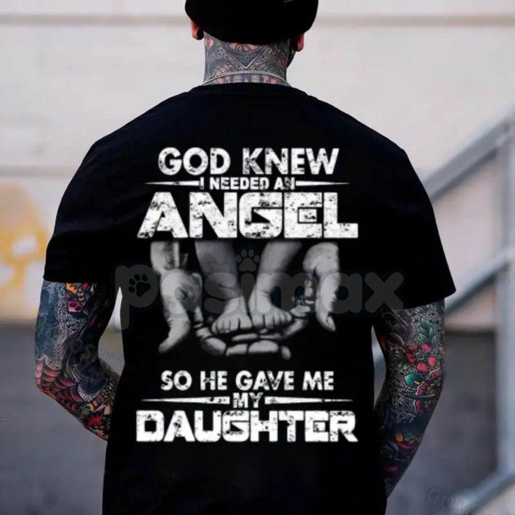 Pasimax "God Knew I Need An Angel" T-Shirt - Inspirational Faith Slogan Tee, Religious Gift for Mom, Unisex Memorial/Baby Ann