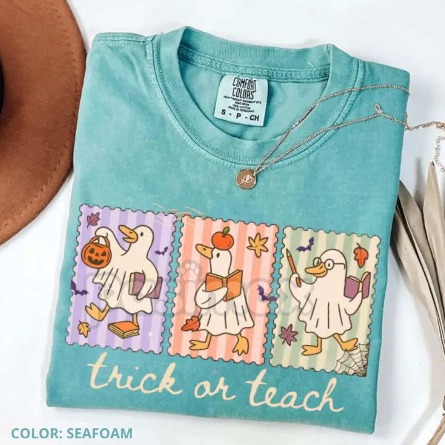 Pasimax Comfort Colors® Vintage Teacher Goose Halloween Shirt — lifestyle context