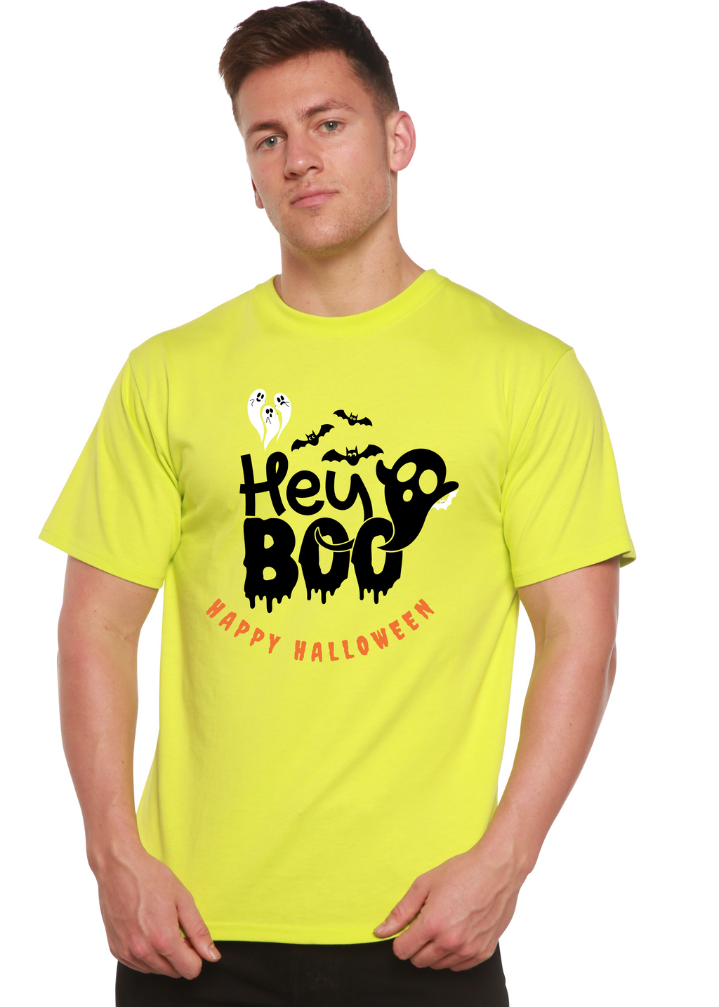 Spun Bamboo Hey Boo Men's Bamboo Viscose/Organic Cotton Short Sleeve Graphic T-Shirt — side view