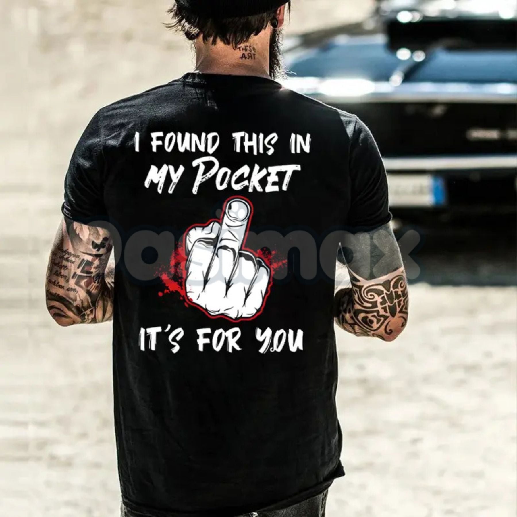 "I Found This In My Pocket" Funny Men's T-Shirt – Sarcastic Middle Finger Graphic Tee, Premium 100% Cotton Rude Humor Top, Soft Lived-In Heavyweight Gag Gift Shirt, Made in USA