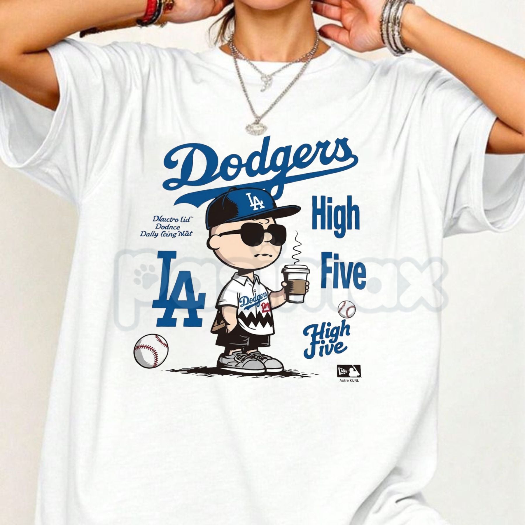 "Chillen’ in LA" Dodgers T-Shirt – Charlie Brown Coffee Graphic Tee, Remastered Heavy Cotton LA Baseball Top, Soft Lived-In Heavyweight Snoopy & Peanuts Fan Shirt, Made in USA