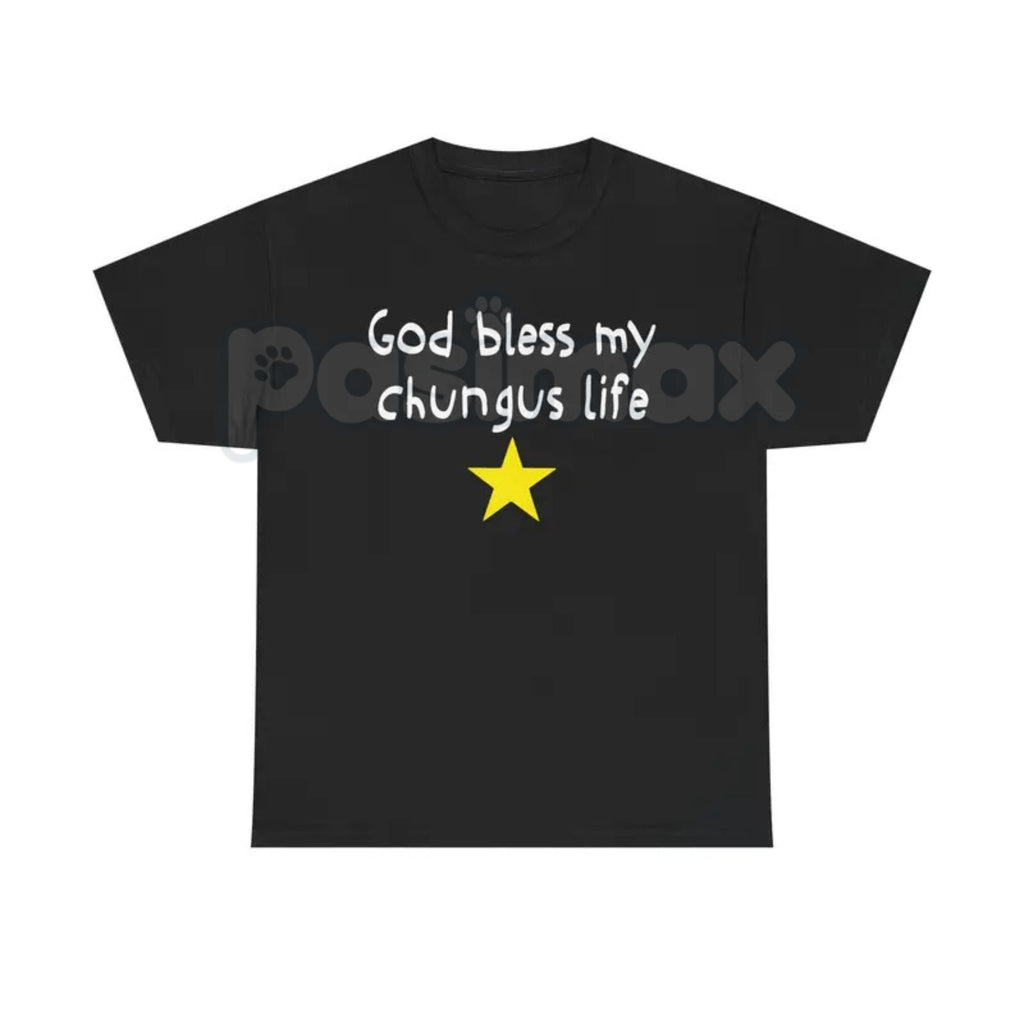 Pasimax "God Bless My Chungus Life" Funny T-Shirt - Ironic Big Chungus Meme Tee, Sarcastic Religious Parody Shirt, Wholesome 