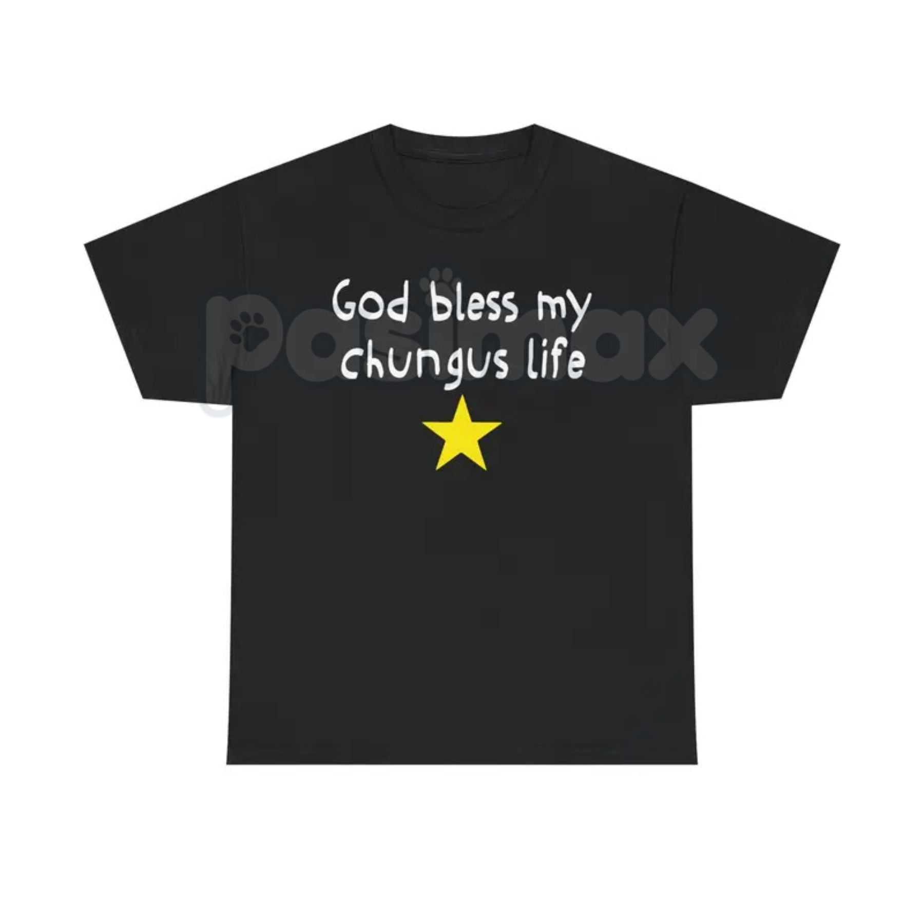 Pasimax "God Bless My Chungus Life" Funny T-Shirt - Ironic Big Chungus Meme Tee, Sarcastic Religious Parody Shirt, Wholesome 