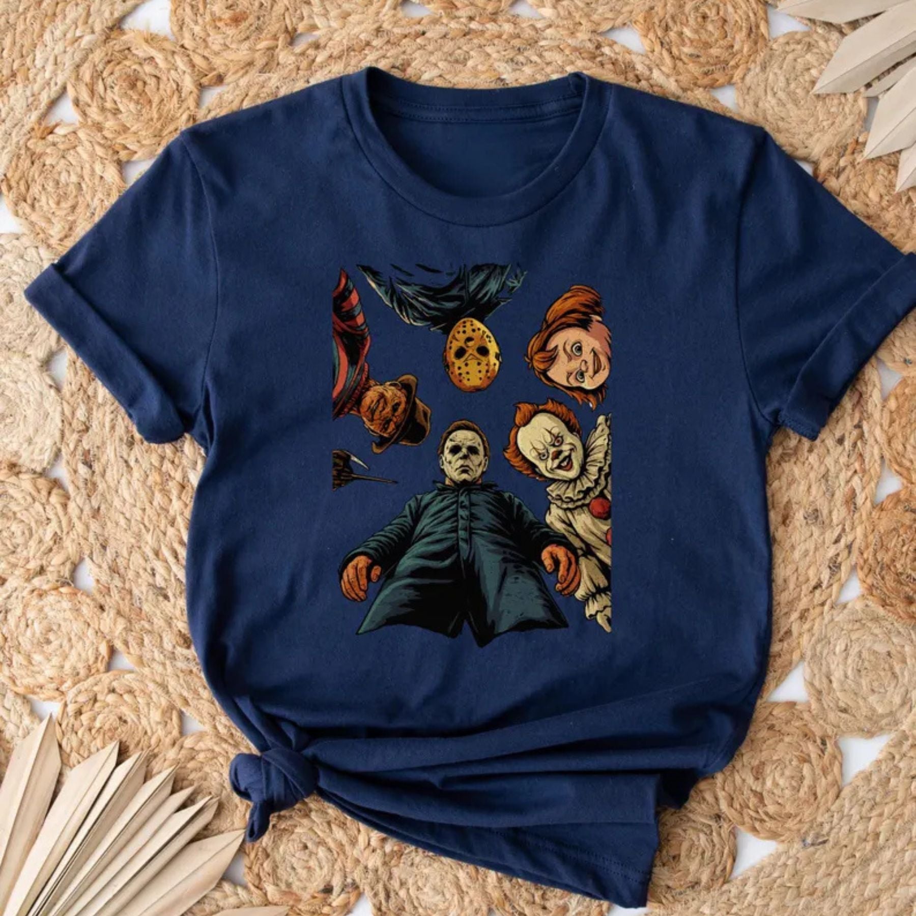 Pasimax Spooky 90s Horror Movie Characters Shirt — lifestyle context