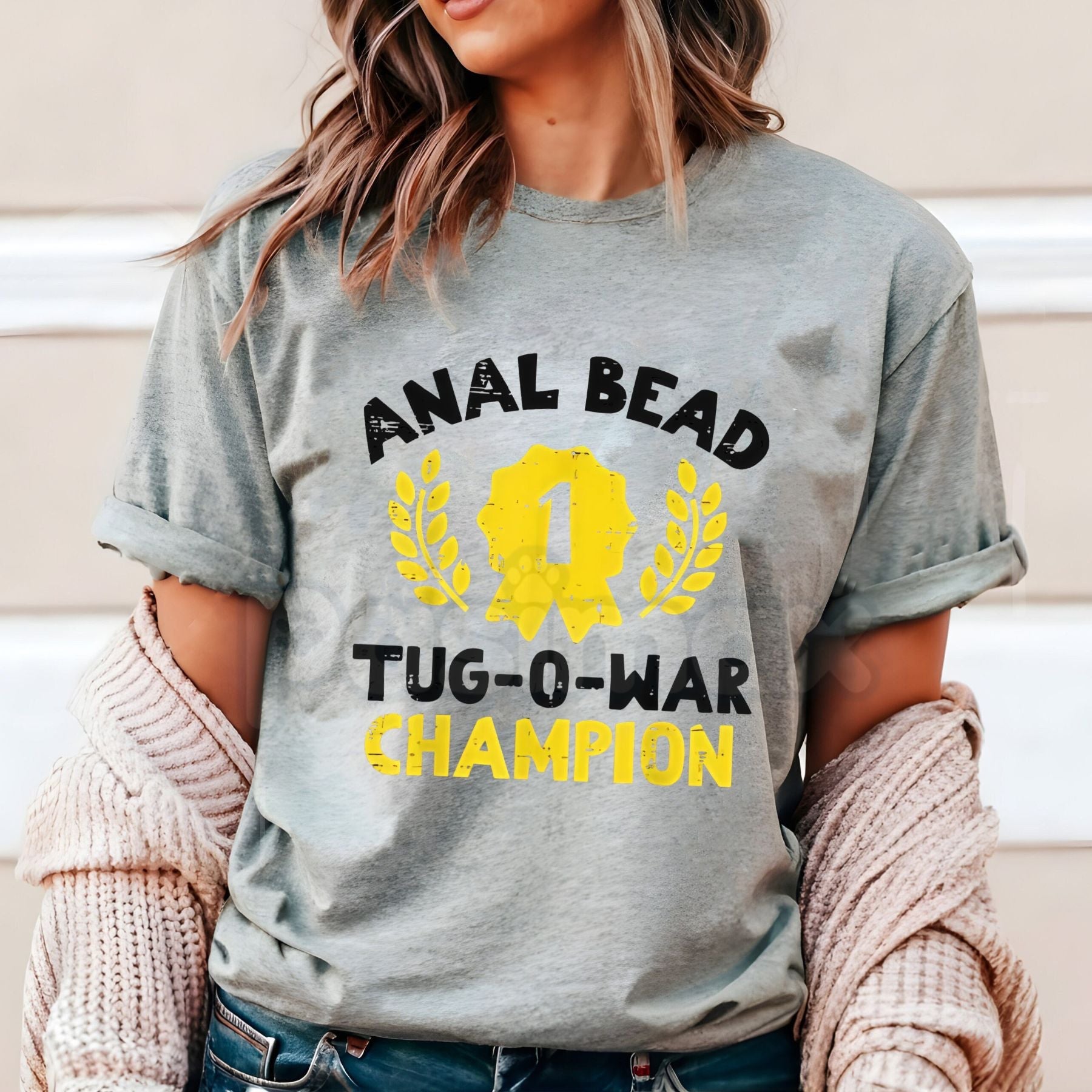 Pasimax "Bead Tug O War Champion" T-Shirt - Funny Adult Humor Graphic Tee, Suggestive Sarcastic Slogan Shirt, Men's & Women's