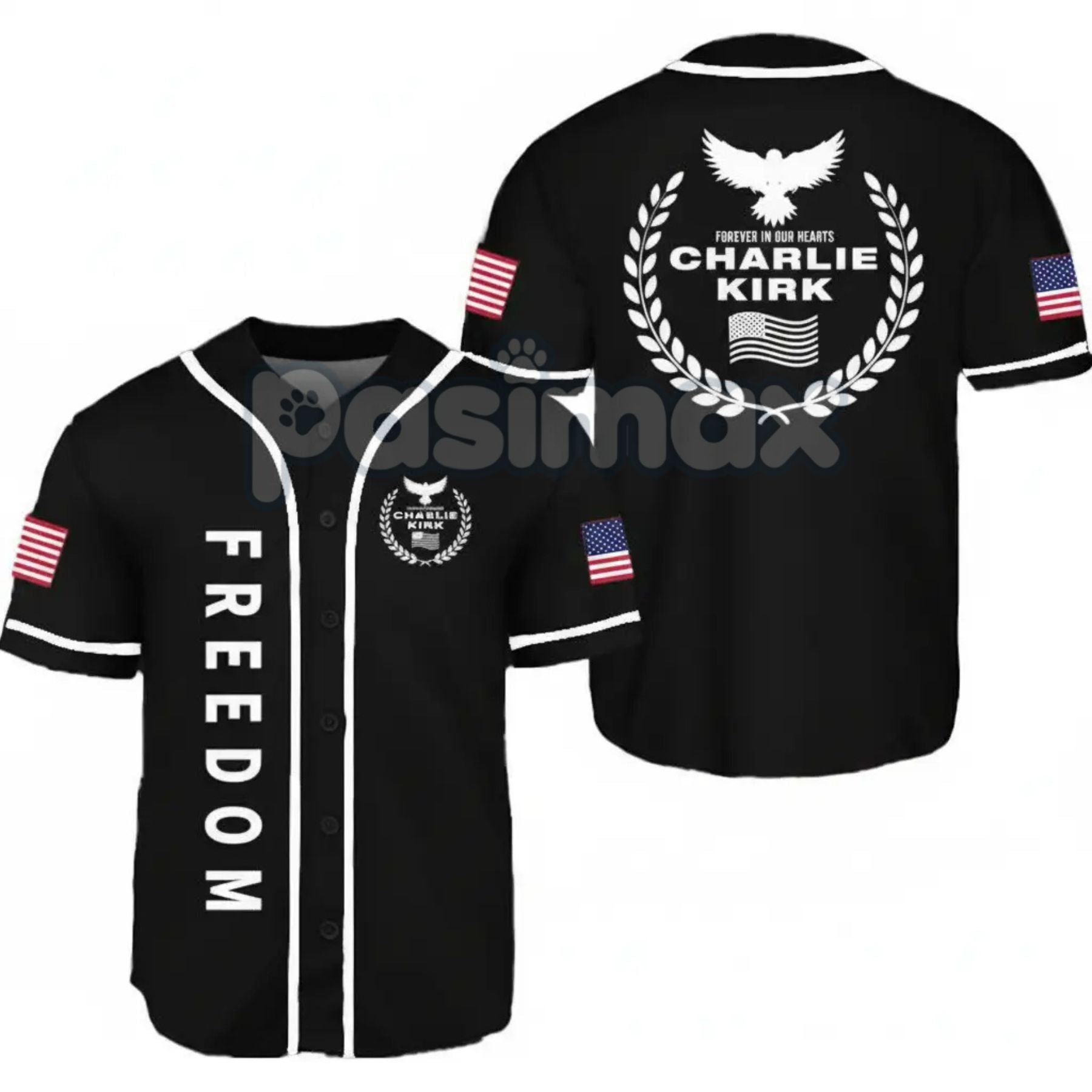 Pasimax Freedom Black & White Baseball Jersey — lifestyle context