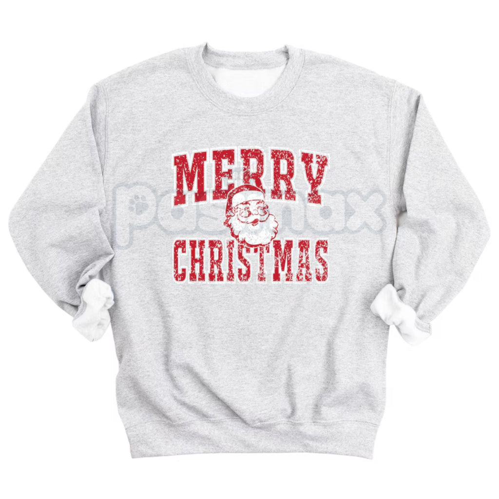 Pasimax Retro Merry Christmas Santa Sweatshirt | Vintage Holiday Crewneck Jumper | Nostalgic Graphic Top — lifestyle context