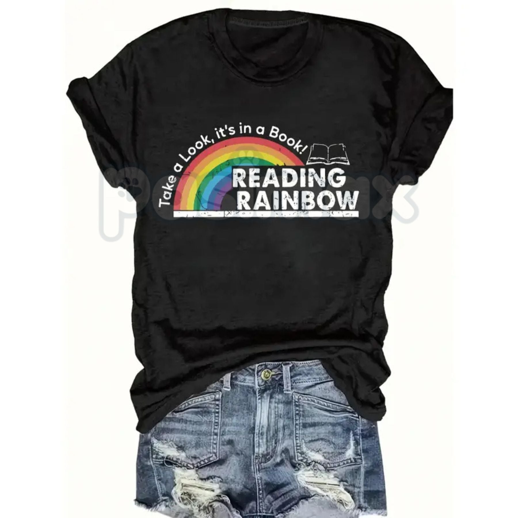 Pasimax "Take A Look, It's A Book!" Reading Rainbow Tee – Retro 80s/90s Nostalgia Graphic Shirt, Premium 100% Cotton Teacher 