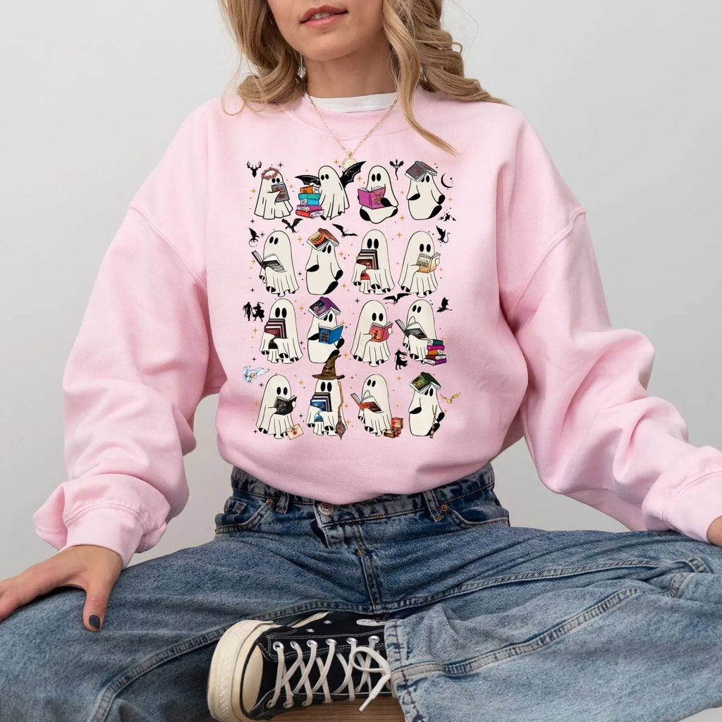 Pasimax Retro Ghost Book Sweatshirt — lifestyle context