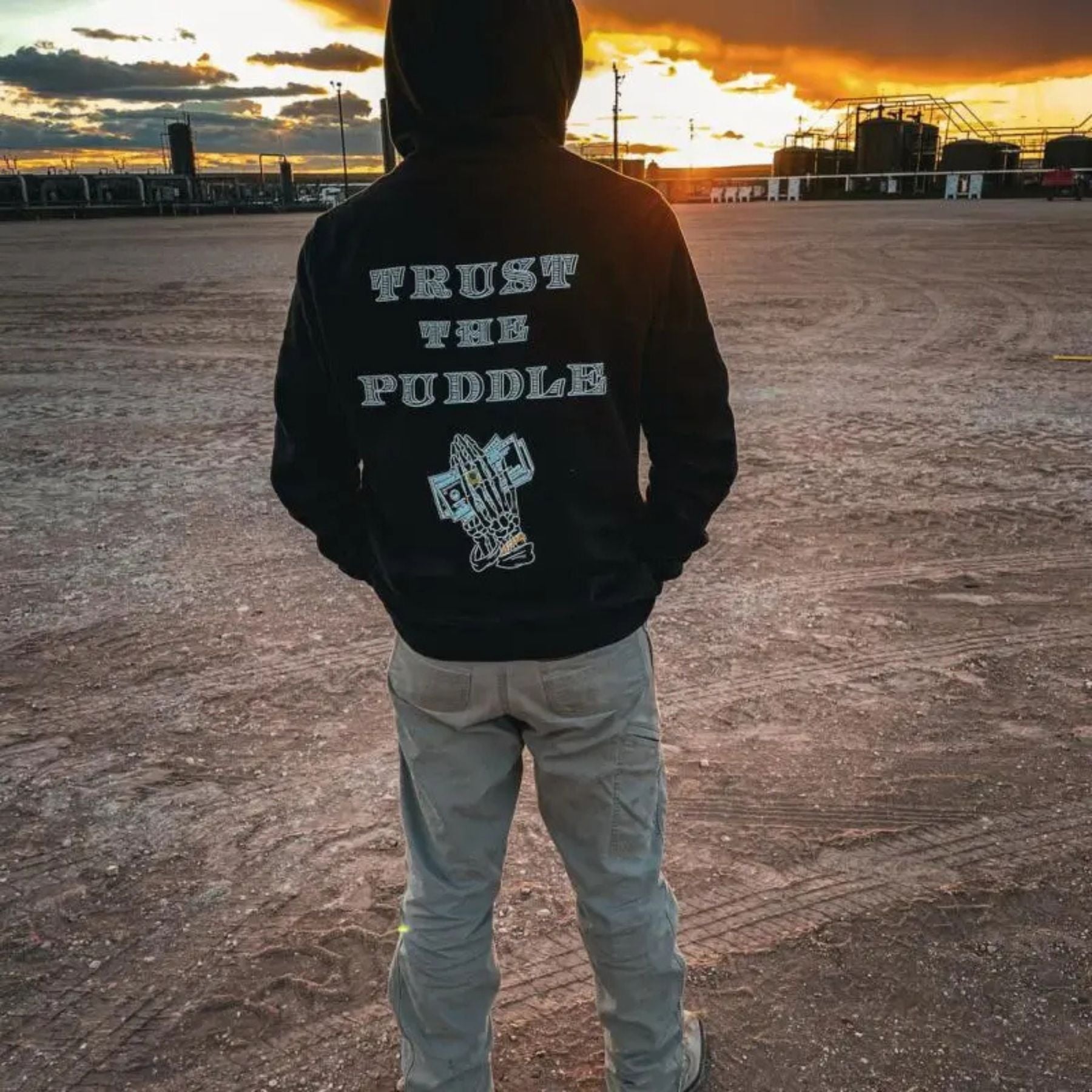 Pasimax "Trust The Puddle" Hoodie — lifestyle context