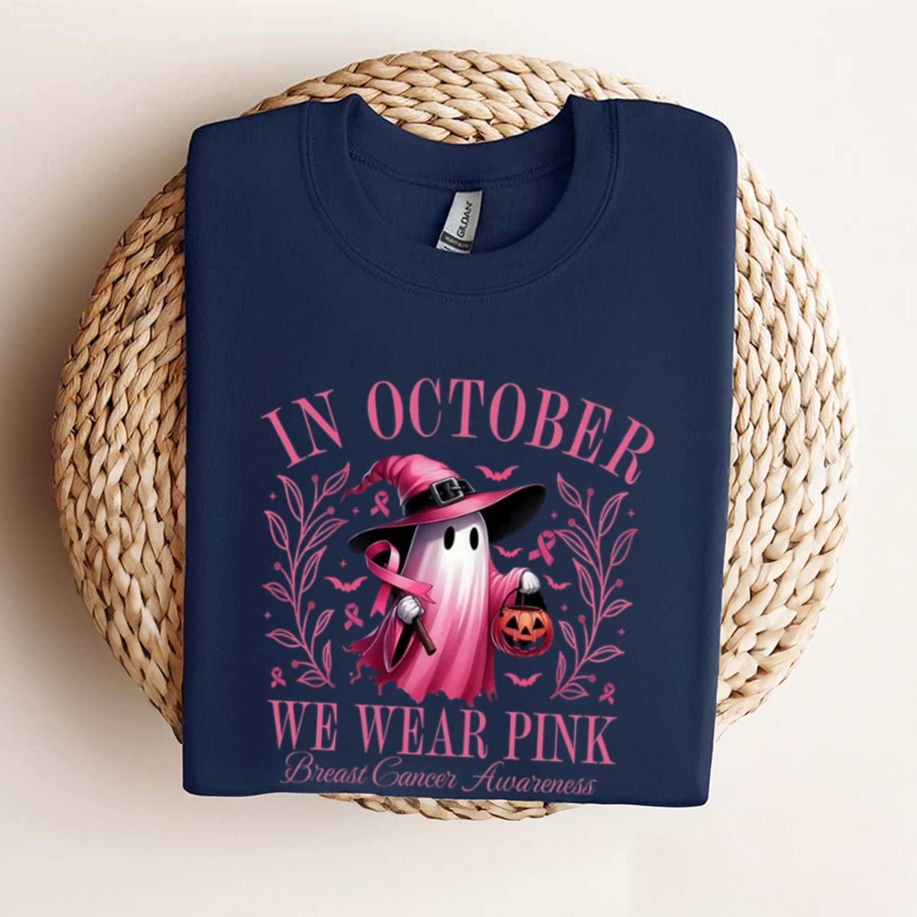Pasimax In October We Wear Pink Ghost T-Shirt — lifestyle context