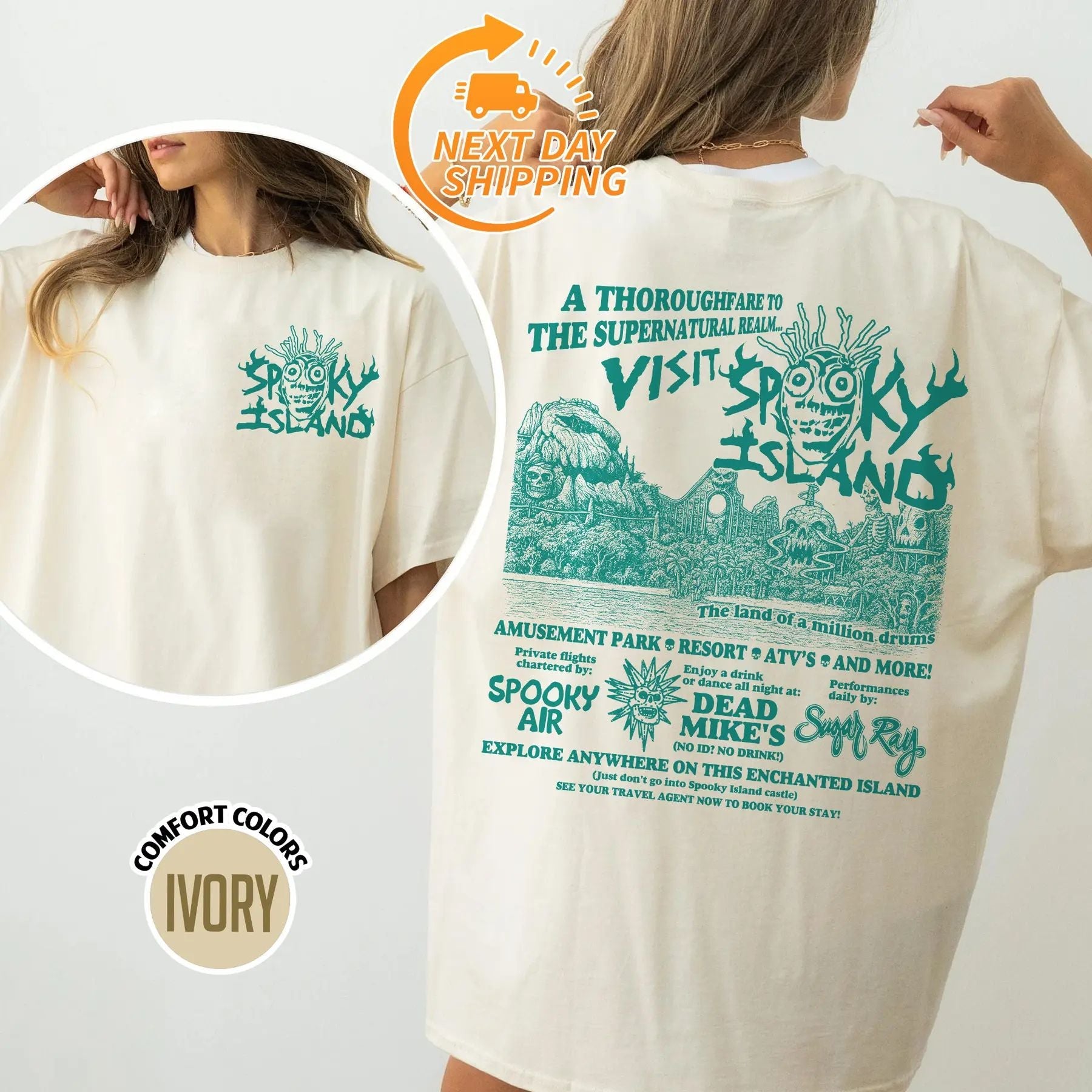 Pasimax Spooky Island Ghost Town Halloween Shirt — lifestyle context