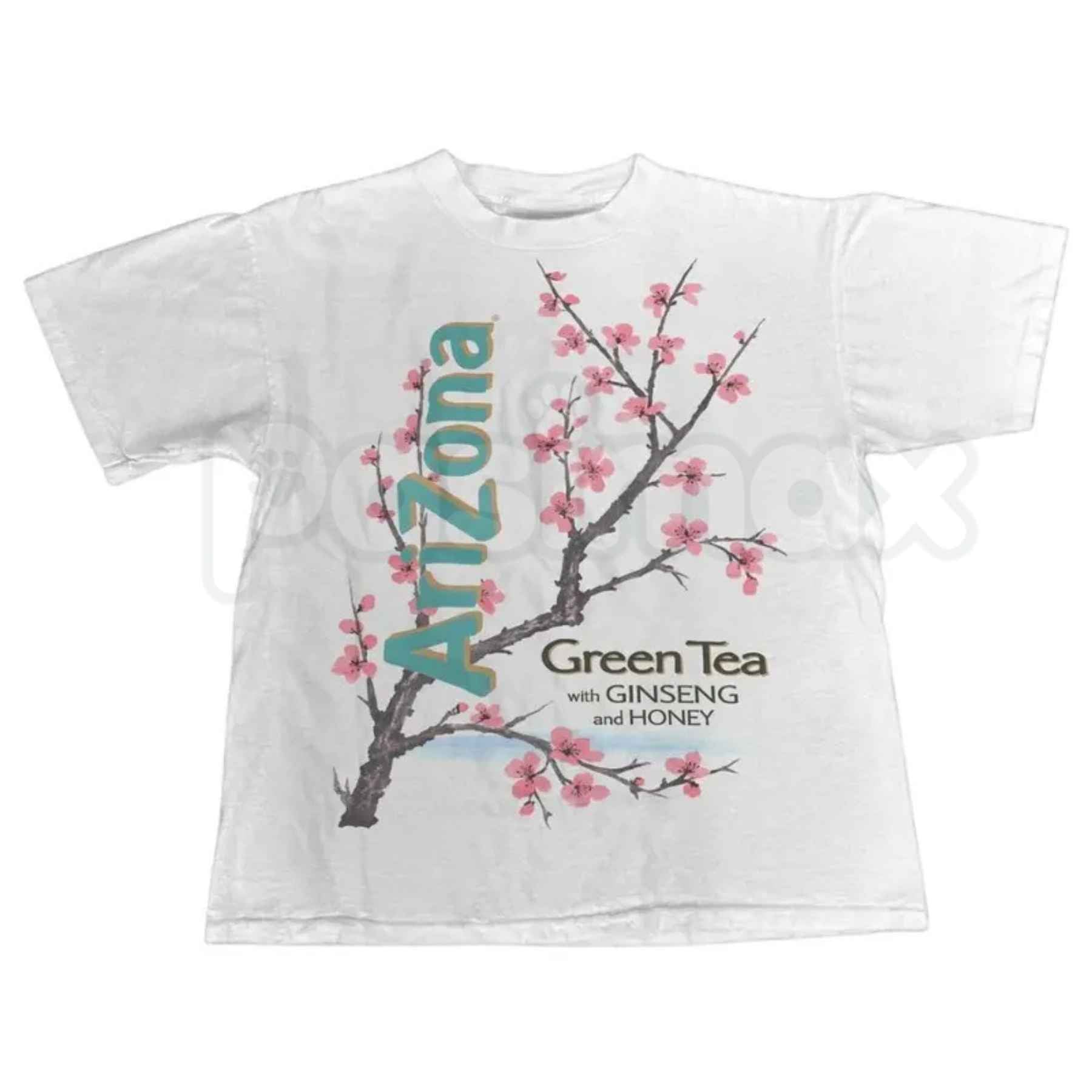 The Vintage Arizona Green Tea Cherry Blossom Shirt – Retro Y2K Aesthetic Graphic Tee, Pastel 90s Sakura Mint Unisex Classic Cotton Shirt
