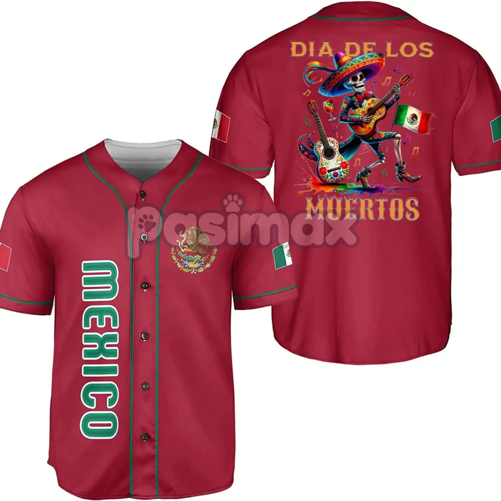 Pasimax Mexico Día de los Muertos Baseball Jersey — alternative angle