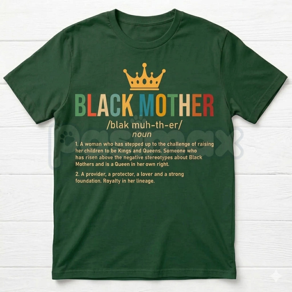 Black Mother Definition T-Shirt – African American Mom Graphic Tee, Remastered Heavy Cotton Mother's Day Top, Soft Lived-In Heavyweight Melanin Queen Shirt, Made in USA
