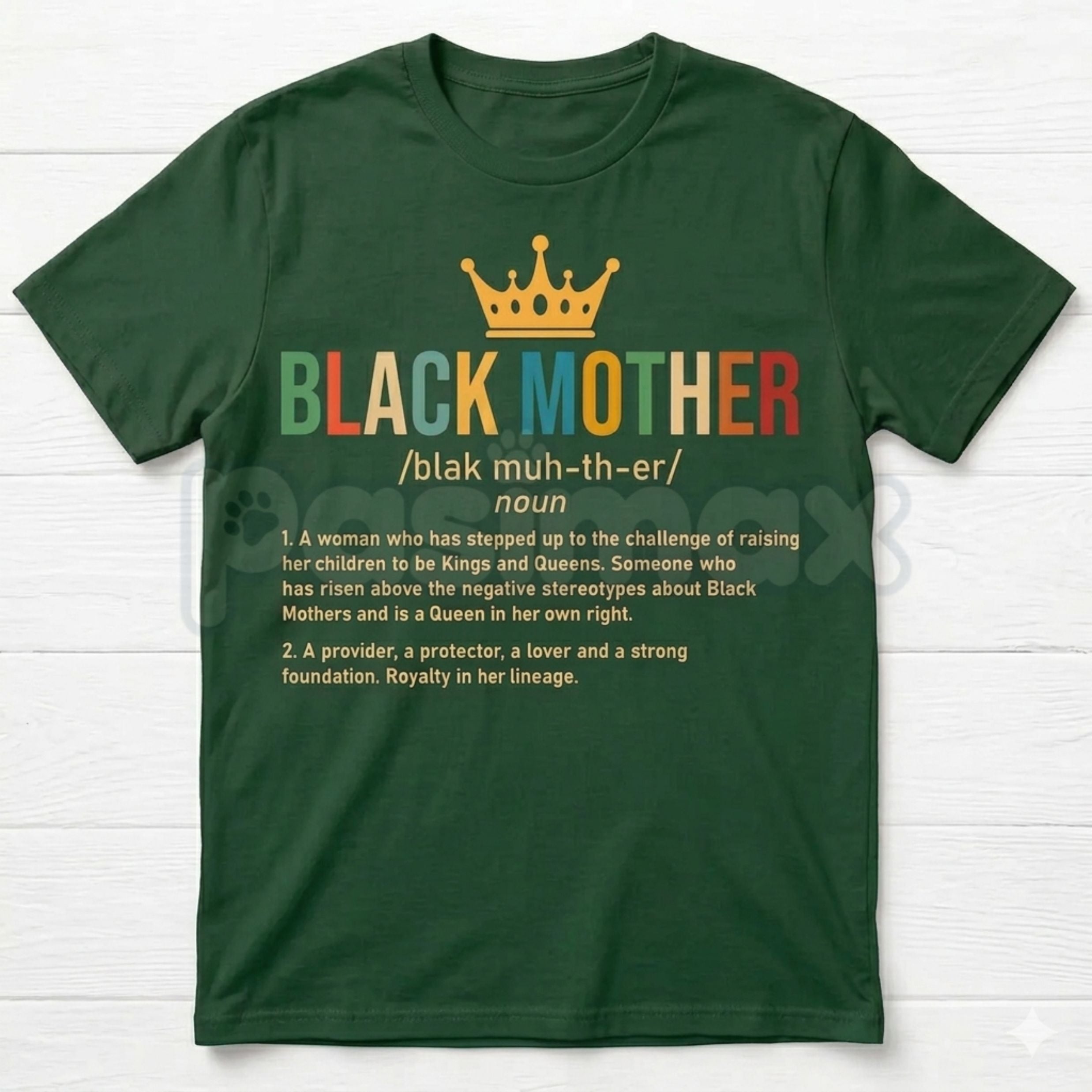 Black Mother Definition T-Shirt – African American Mom Graphic Tee, Remastered Heavy Cotton Mother's Day Top, Soft Lived-In Heavyweight Melanin Queen Shirt, Made in USA