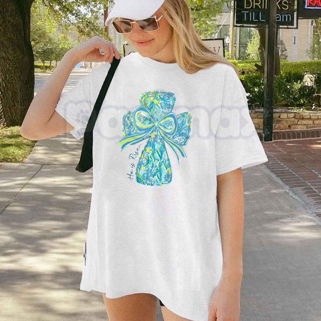 Pasimax "He Is Risen" Christian Graphic Tee — lifestyle context