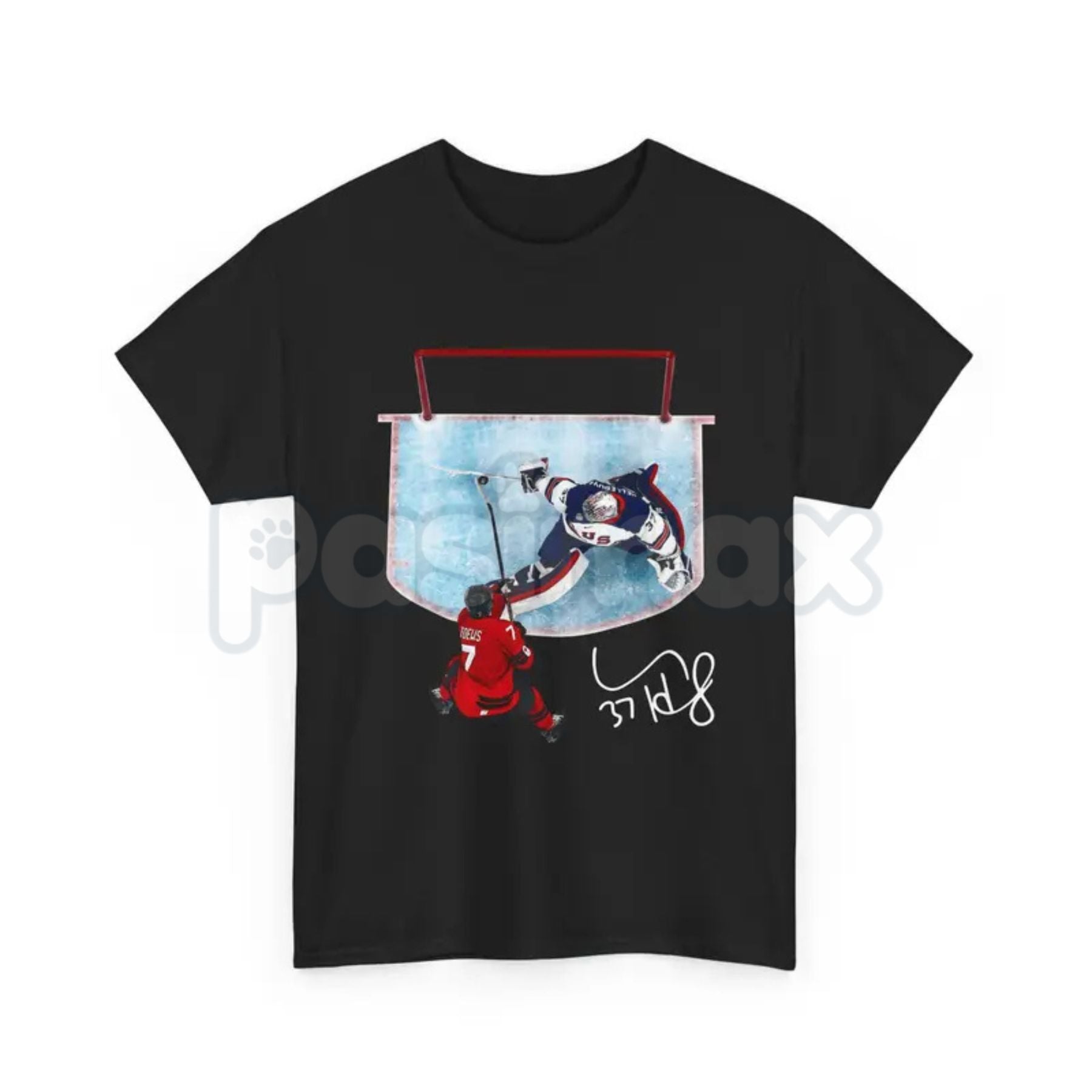 Pasimax Hellebuyck "The Great Wall" Save T-Shirt - USA Ice Hockey Graphic Tee, Premium 100% Cotton Goaltender Fan Top, Americ