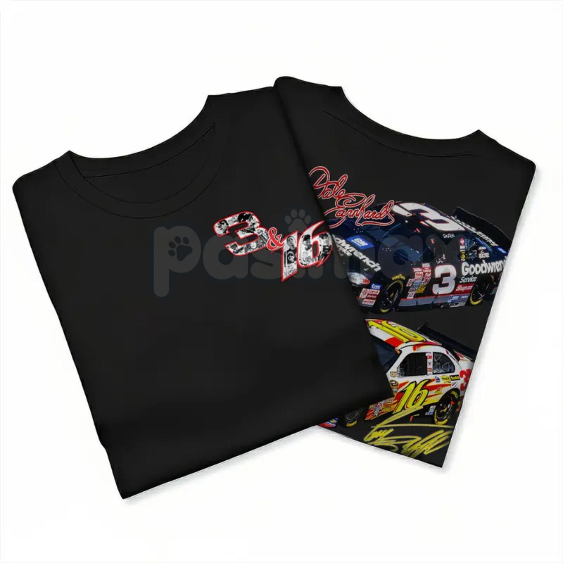 Pasimax Vintage Racing Legacy 3 & 16 Stock Car T-Shirt - Retro Double-Sided Racing Tee, Classic 90s Bootleg Style Stock Car A
