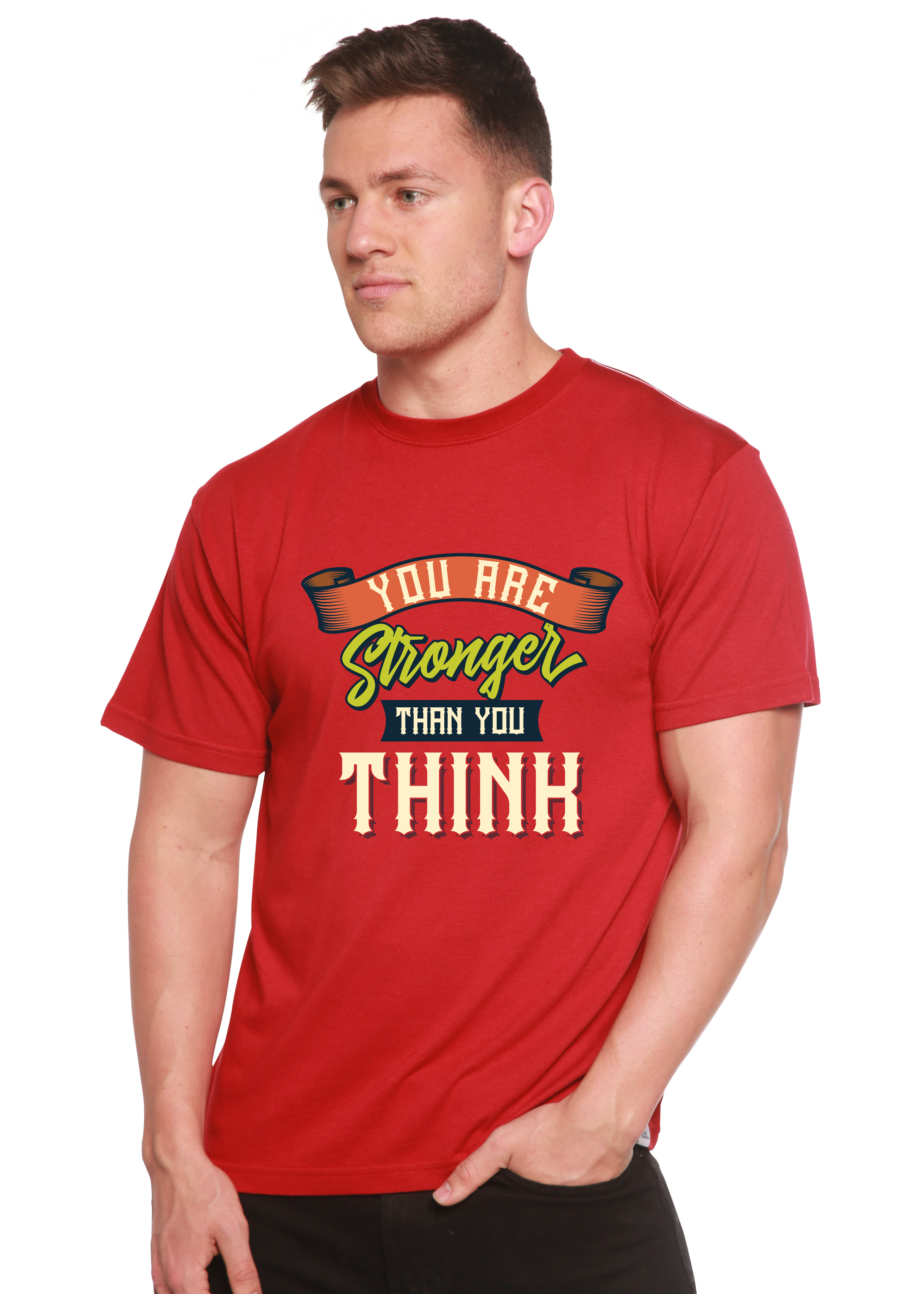 Spun Bamboo You Are Stronger Than You Think Men's Bamboo Viscose/Organic Cotton Short Sleeve Graphic T-Shirt — alternative an
