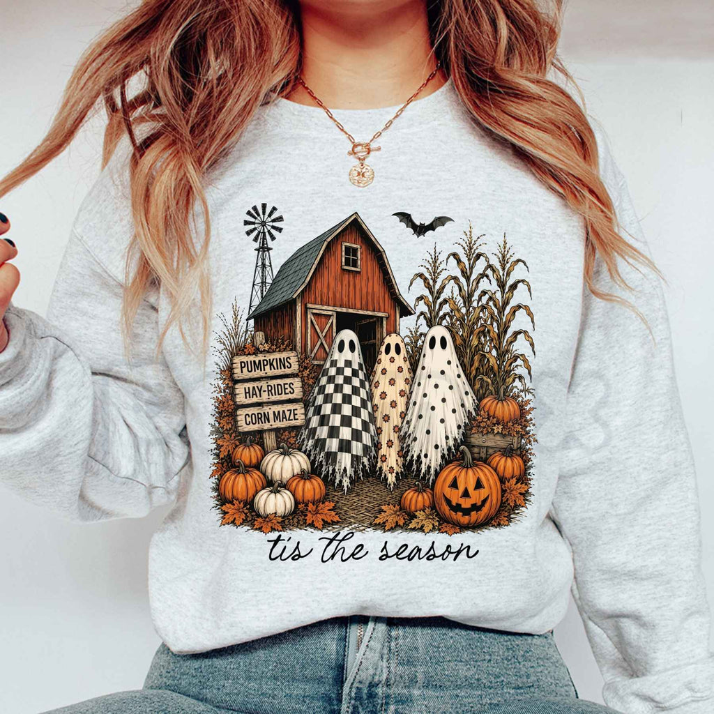 Tis The Season Ghost Trio Sweatshirt | Pumpkin Patch Ghosts Shirt