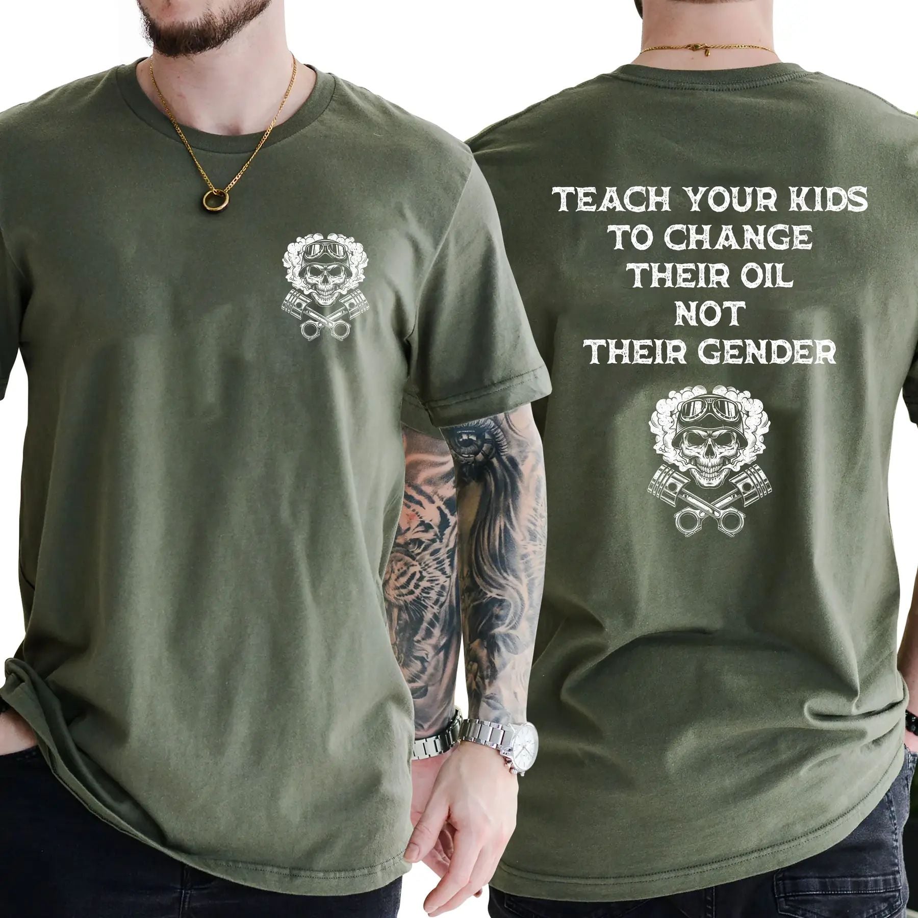 Pasimax Teach Your Kids To Change Their Oil Not Their Gender T-Shirt — lifestyle context