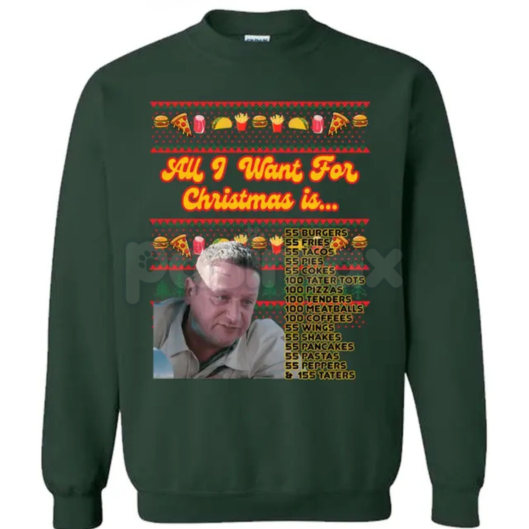 Pasimax ITYSL Christmas: "55 Burgers 55 Fries" Tim Robinson Unisex Crewneck – Holiday Comedy Sweatshirt — side view