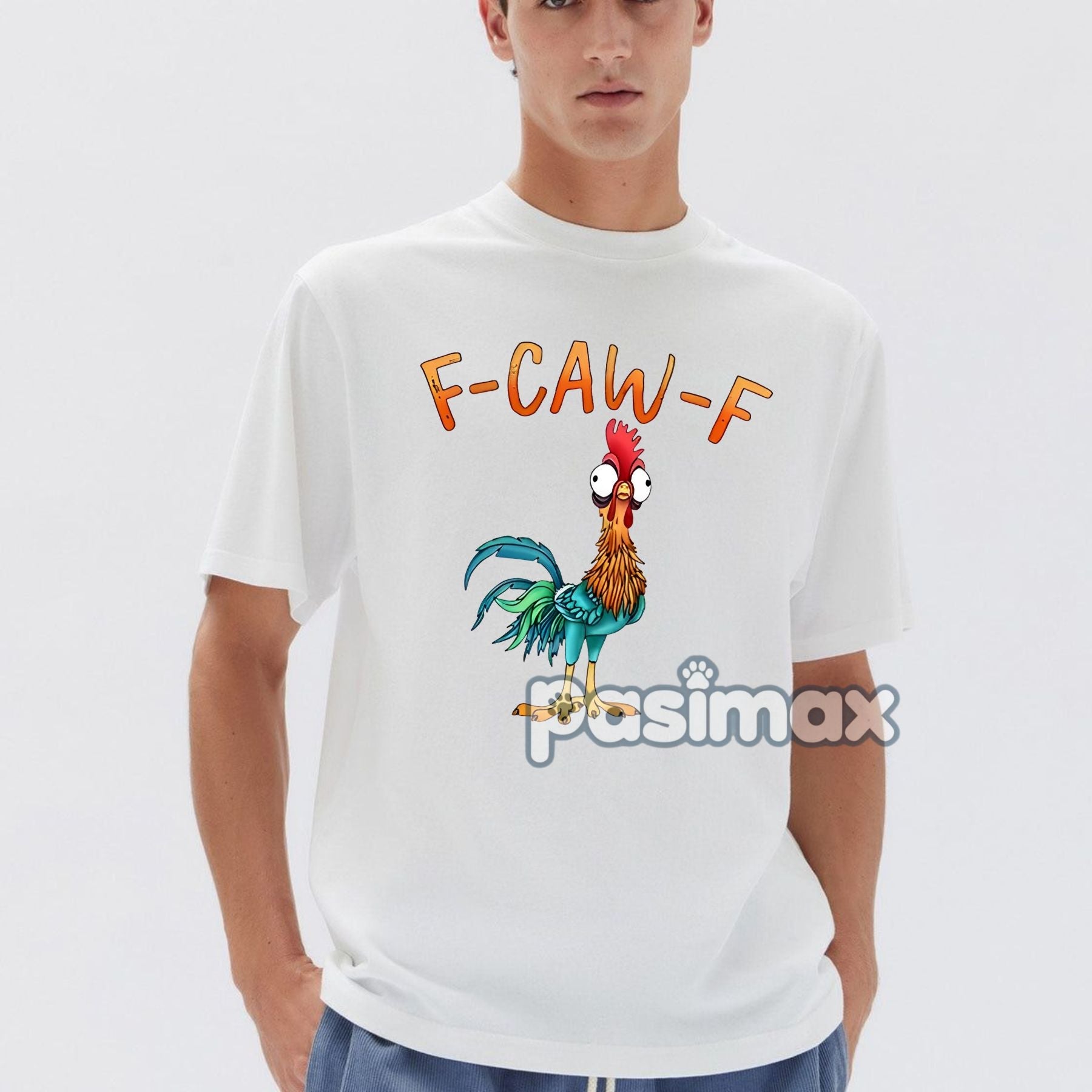 Pasimax Funny "F-CAW-F" Chicken T-Shirt — lifestyle context