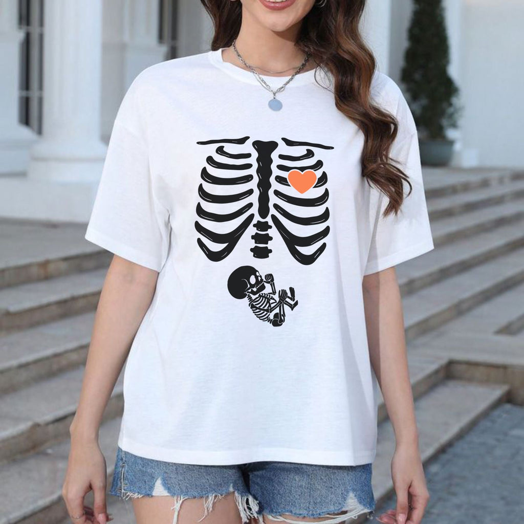 Pasimax Skeleton Halloween Maternity T-Shirt — lifestyle context