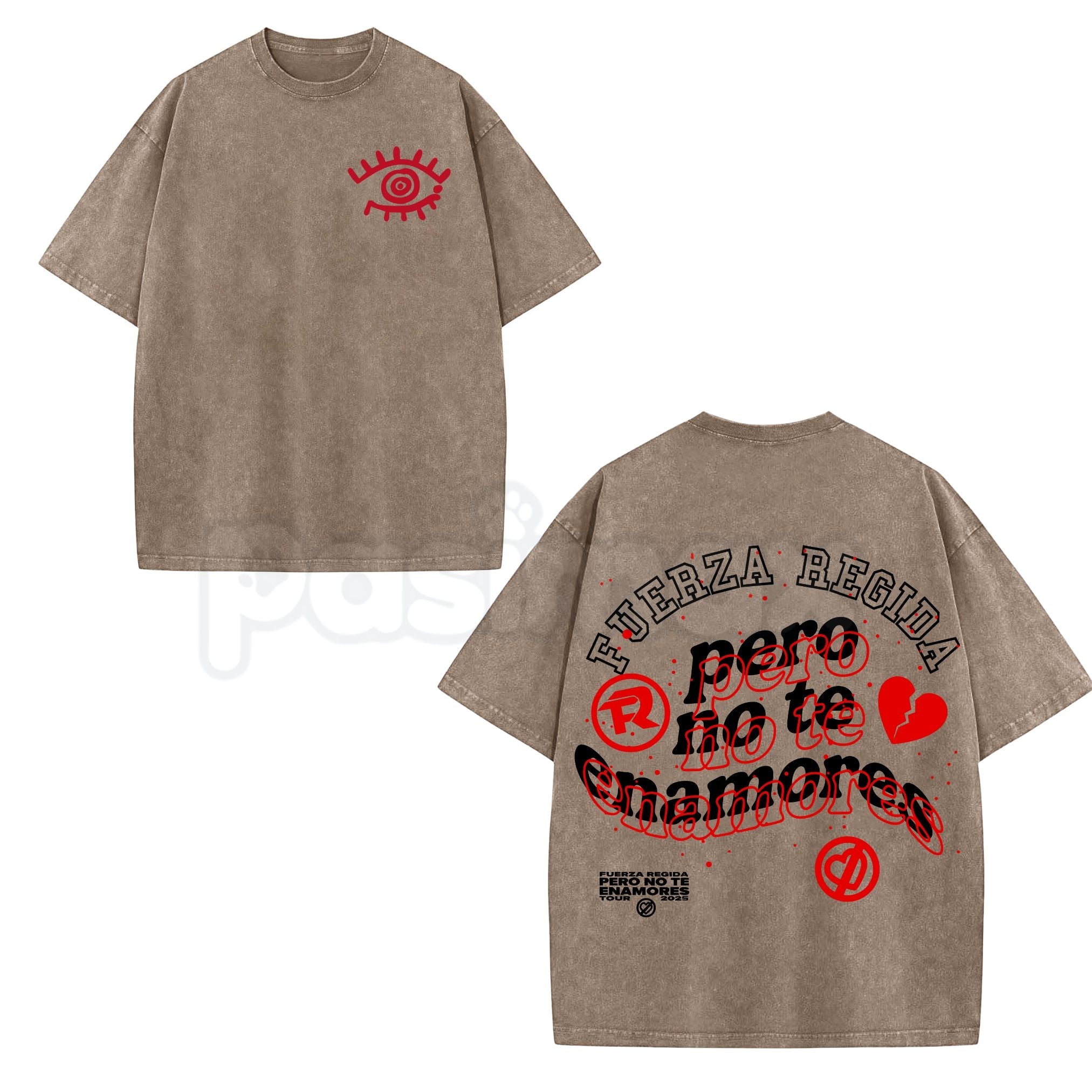 Pasimax Vintage Fuerza Regida "Pero No Te Enamores" T-Shirt – 6.2 oz Graphic Tee, Corridos Tumbados Merch — lifestyle context