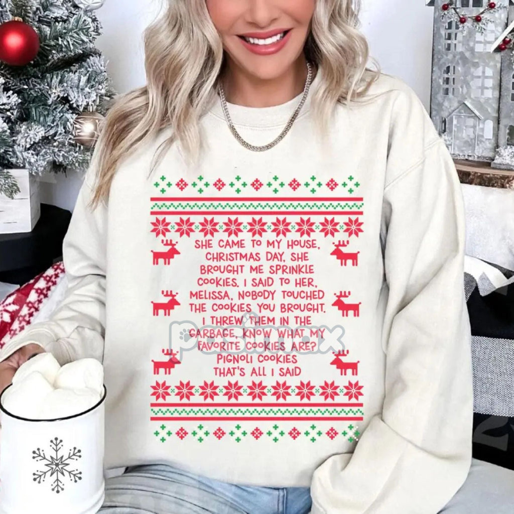 Pasimax She Brought Me Sprinkle Cookies Sweatshirt — lifestyle context