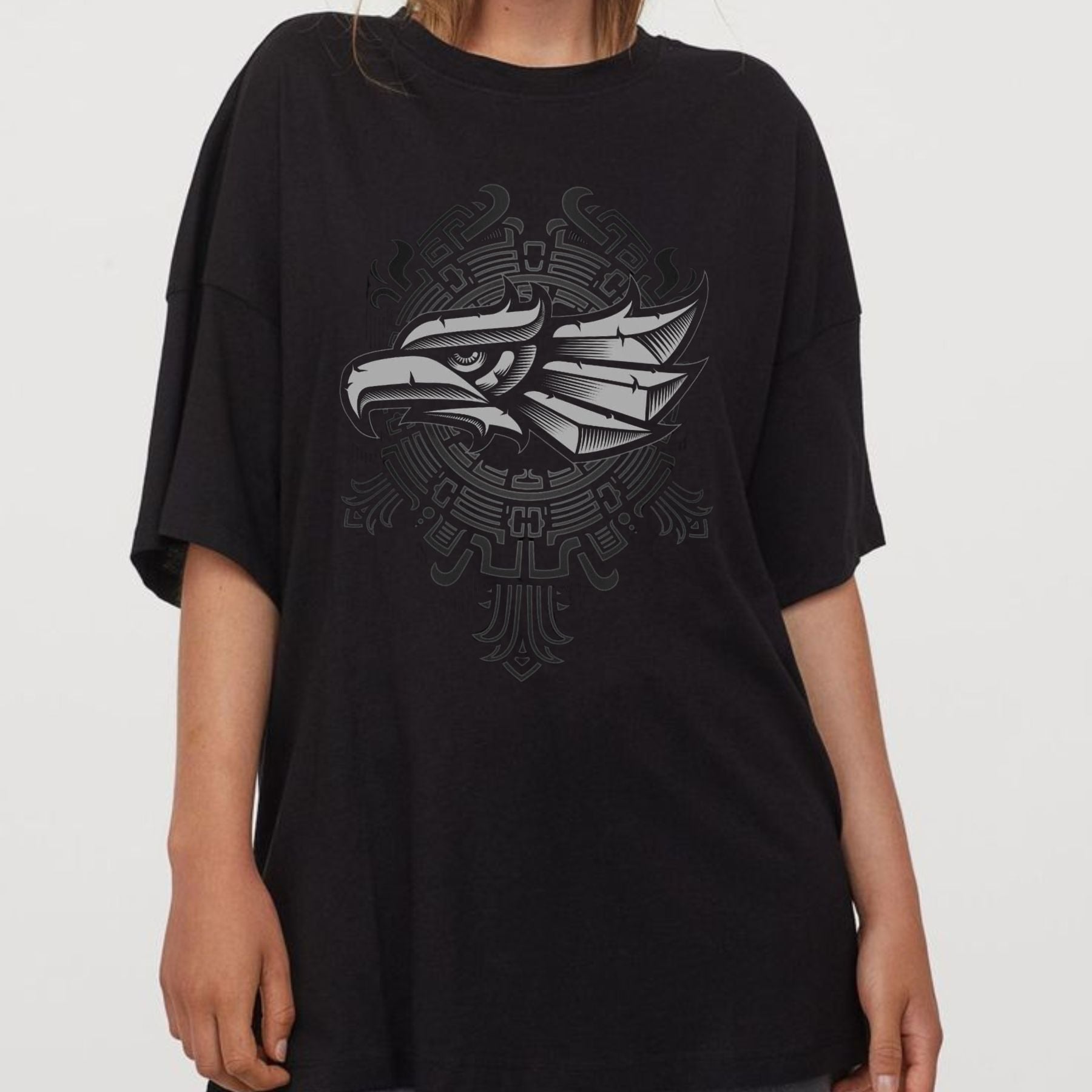 Pasimax Men's 3D Eagle & Tribal Print T-Shirt — lifestyle context