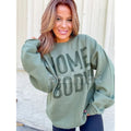 Pasimax "Homebody" Graphic Pullover Unisex Crewneck Sweatshirt – Cozy Lounge & Introvert Wear — detail close-up